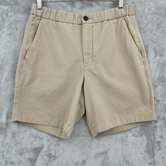 Everlane The Pull On Performance Chino Short 7" Tan Beige Elastic Waist - Picture 1 of 11